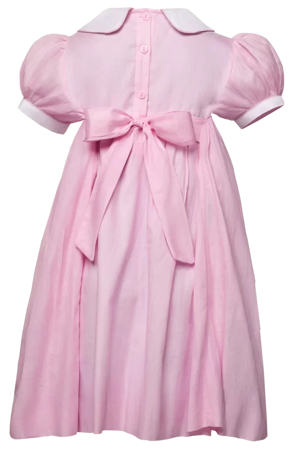 Elena pink smocked Bishop collar dress. - Image 2