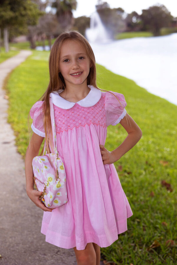 Ella pink smocked Bishop color dress - Image 3