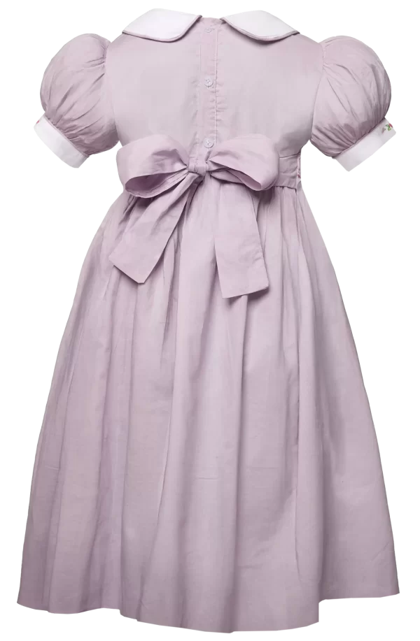 Alice lavander color embroided smocked Bishop collar dress - Image 2