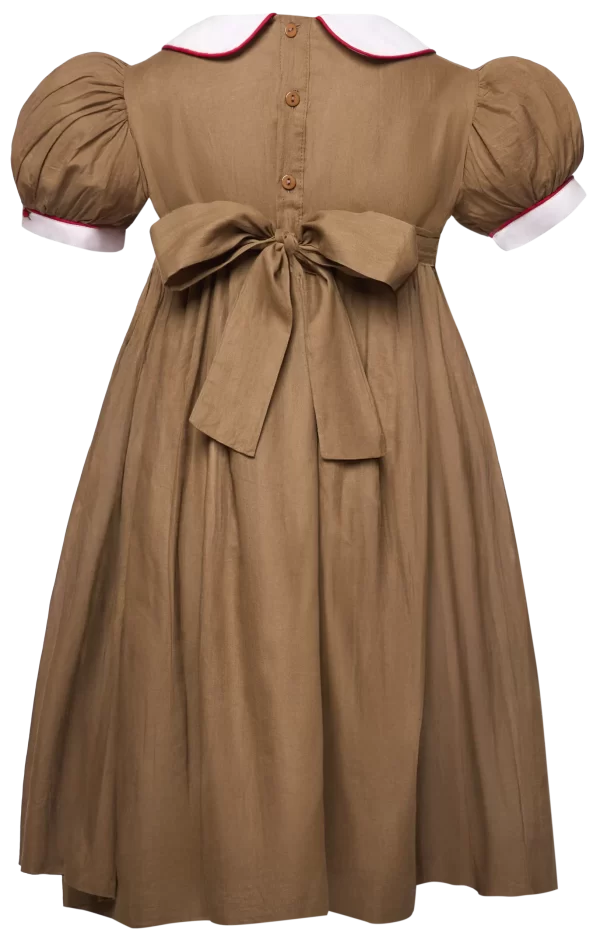 Daisy café au lait embroided smocked Bishop collar dress - Image 2