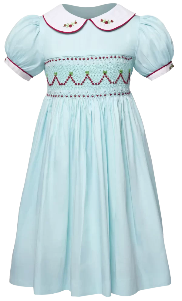 Brianna smocked bisop collar Tourquise color dress