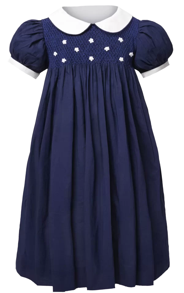 Daisy Blue smocked roound  collar dress