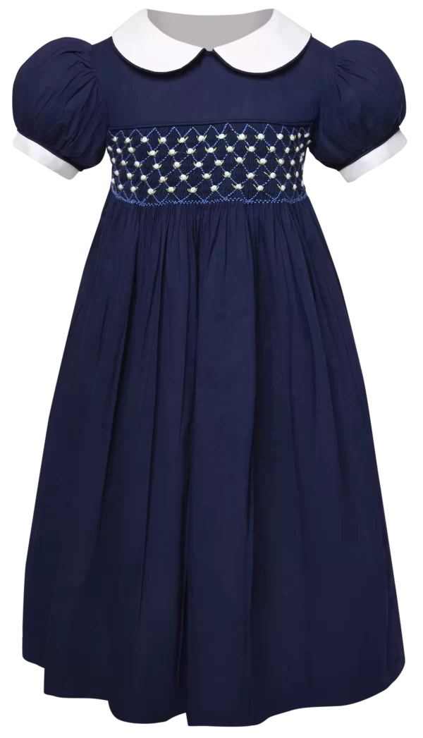 Everlyn Blue smocked Bishop colllar dress
